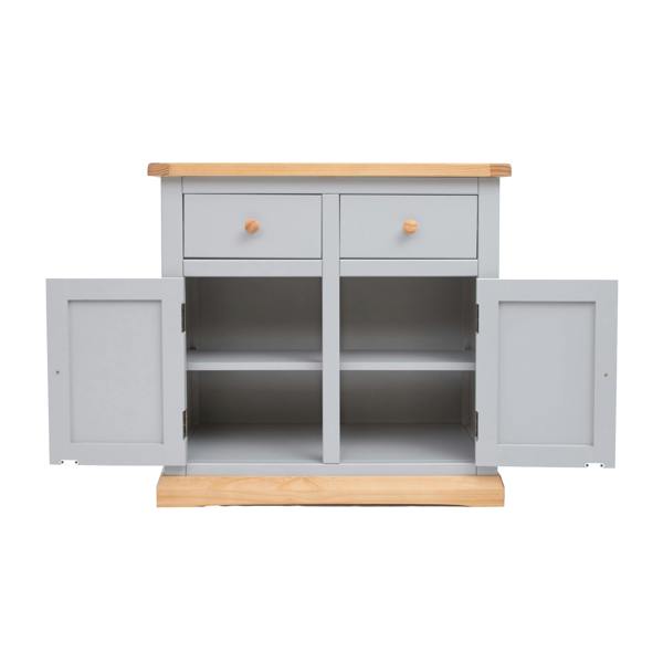 Cabinet Bits Bomporto Light Grey 2 Drawer 2 Door Sideboard Wood Knob