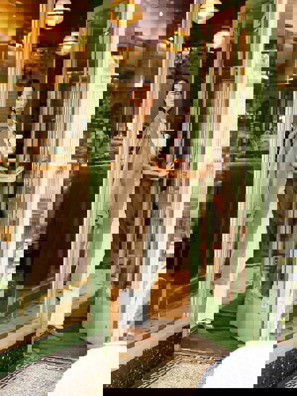 GWD Imara Floral Embroidery, Sheer Mesh Sparkle Top