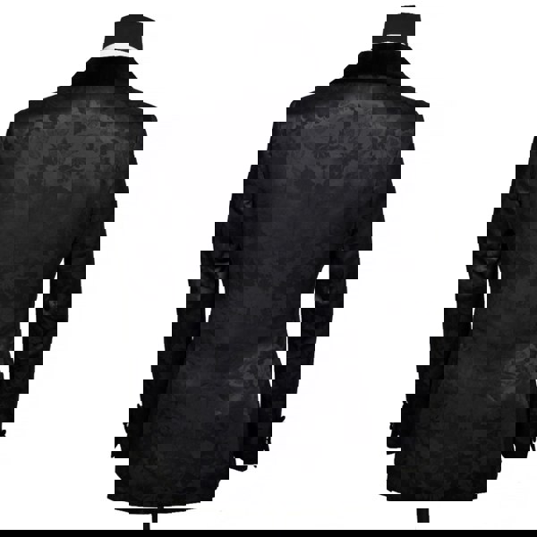 David WeJ Atticus Double Breasted Jacquard Velvet Shawl Lapel Tuxedo- Black