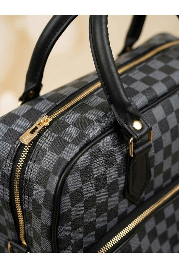 Ava Checkered Holdall - Black