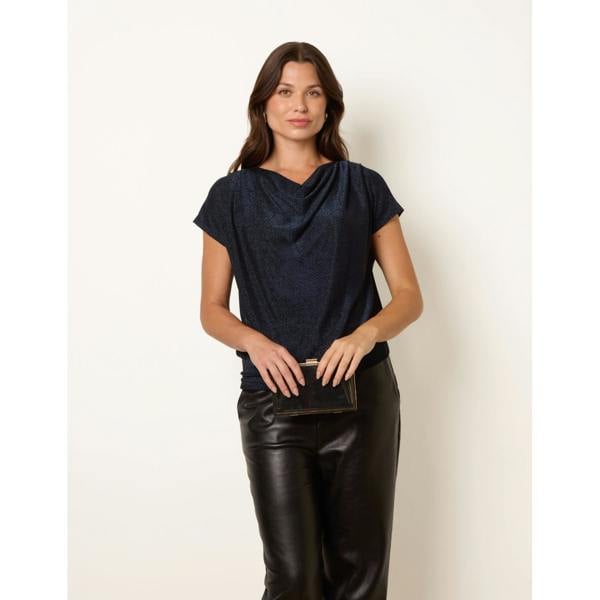 Blue Vanilla Cowl Neck Draped Top