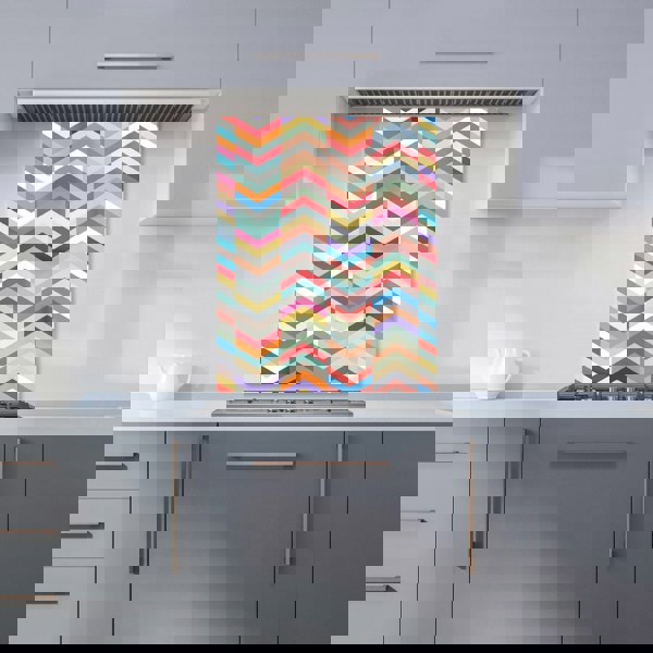 Warren Reed - Designer Geometric Multi Colored Chevron Pattern Kitchen Splashback