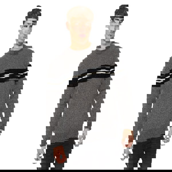 Crosshatch Mens Roundall Chenille Knitted Jumper - Grey Marl