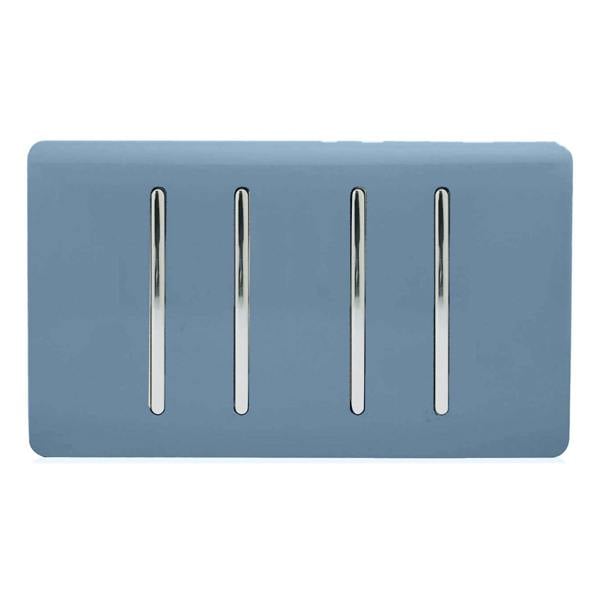 Trendi Switch 4 Gang 1 or 2 Way Light Switch in Sky Blue