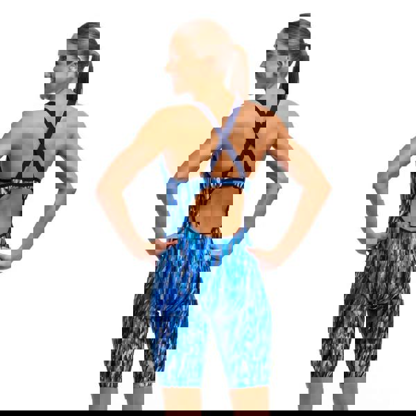 Funkita Wing Streak Fast Legs legsuit in blue and white tie-dye with navy accents