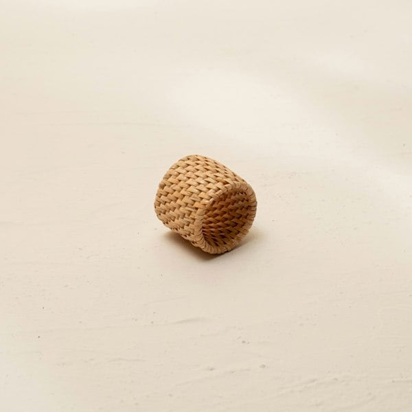 Honey brown rattan napkin rings round handwoven wicker dining decor