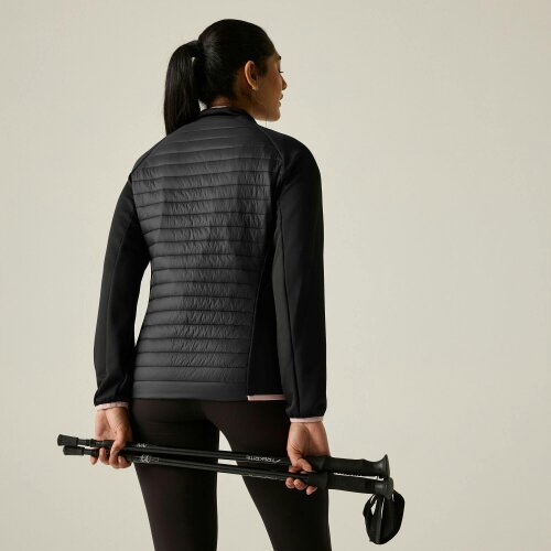 Regatta Womens Clumber Hybrid Jacket - Black/Powder Lilac - Black/Powder Lilac - 85% Polyamide/12% Polyester/3% Elastane