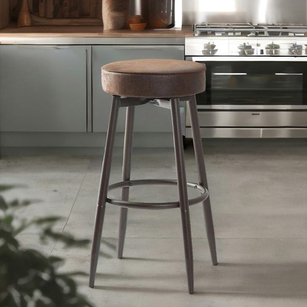 Rafaelo Mobilia Set Of 2 Adjustable Swivel Brown Stools