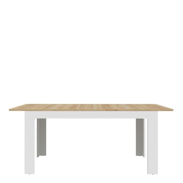 Wyld Haus Bramblecroft White and Natural Oak Wood Extending Dining Table