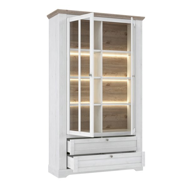 Furniture To Go Iloppa Display Cabinet in Snowy Oak/Oak Nelson