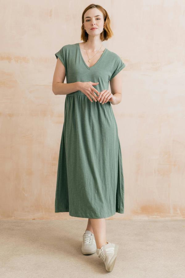 Lily & Me Shine Organic Cotton Jersey Dress Laurel Green