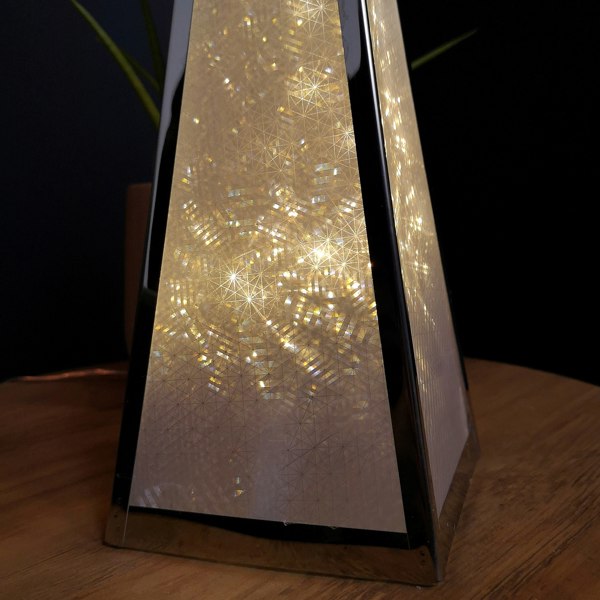 Samuel Alexander 45cm Premier Christmas Holographic Pyramid Silver Frame-16 Warm White Led
