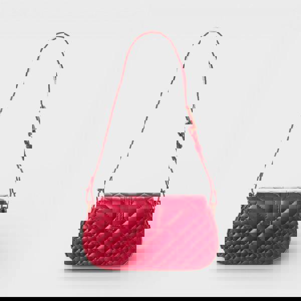 Versace Logo Leather Shoulder Bag Red