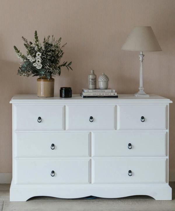 Statement Furniture Romance Large 3 Over 4 Chest of Drawers, Assembled Wide Bedroom Storage