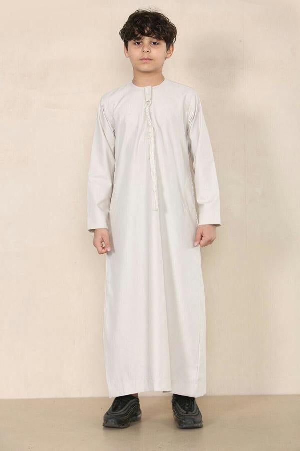 Infinity Leather Boy's Kids Thobe Emirati Jubba Islamic Clothing Kaftan Eid String Tassel