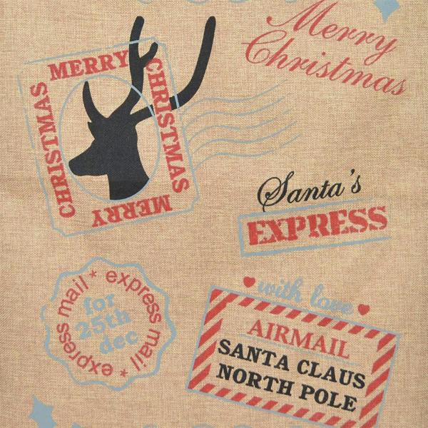 Large Hessian Santa Sack with Airmail Design, 70 x 50 cm, Brown Christmas Gift Bag image 8