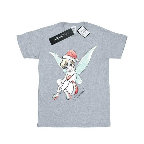 Disney Girls Tinkerbell Christmas Fairy Cotton T-Shirt - Sports Grey