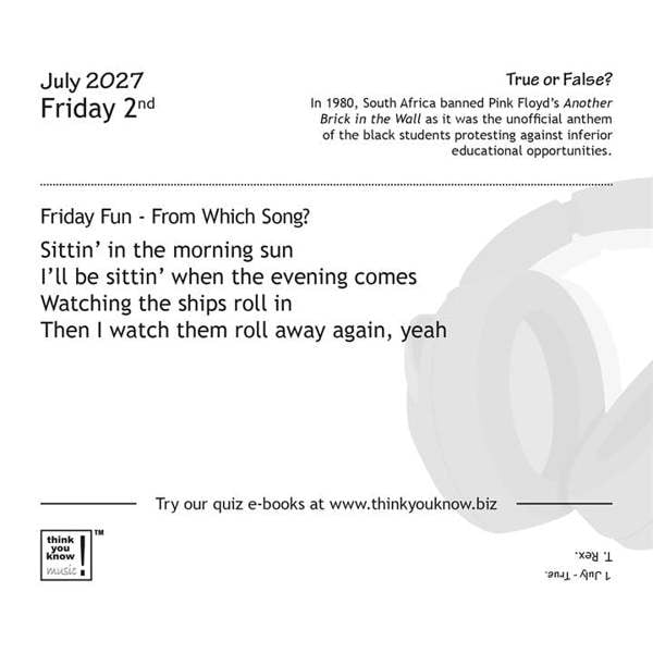 Think You Know Music? Desk Calendar 2027, Desk Calendars, Day To View, Entertainment, Gift