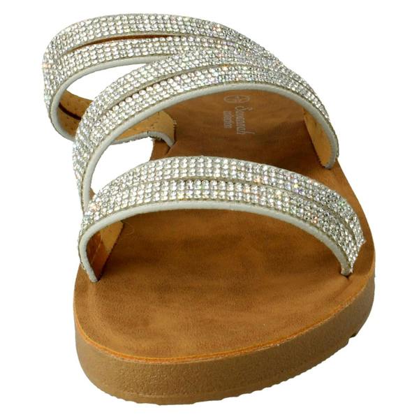 Savannah Ladies Savannah Slip On Diamante Detailed Summer Sandals F00448