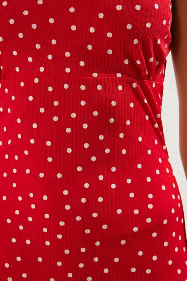 WOVCOR Polka Dot Strappy Fitting Knit Maxi Pencil Dress