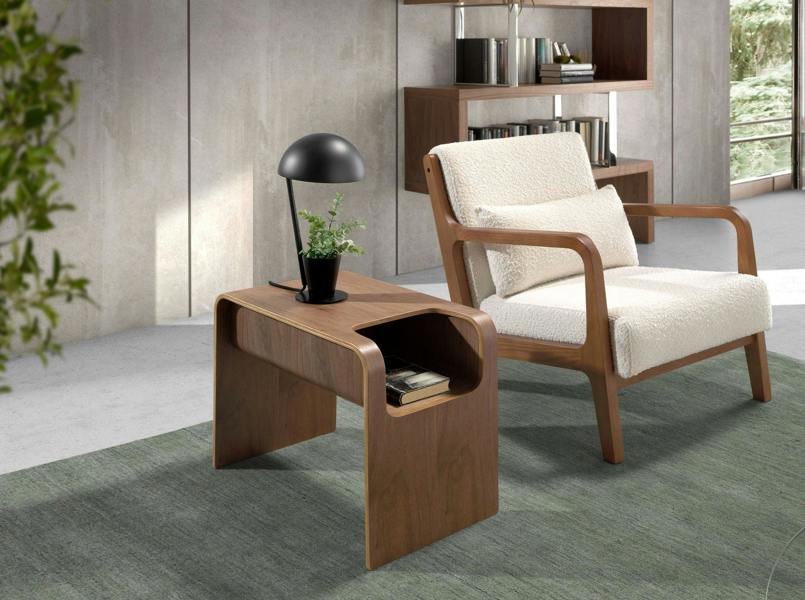 Angel Cerdá Rectangular side table in oak veneered wood stained in walnut colour 2110