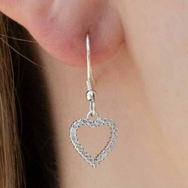 Mylee London Sterling Silver Crystal Heart Earrings