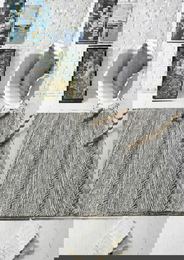 Chunky Natural Grey Knitted Rug | Handwoven Luxury |The Rugs