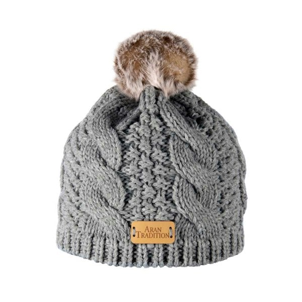 Aran Cable Tammy Hat Shop the Stylish Aran Cable Tammy Hat with Faux Fur Trim