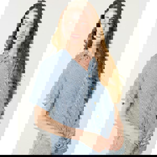 Blue Vanilla Stripe Button Front Shirt