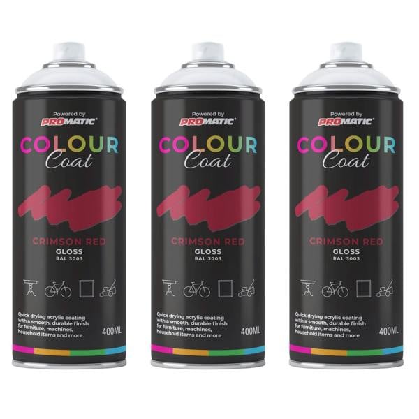 Colour Coat 3X Crimson Red RAL 3003 Gloss Spray Paint 400ml