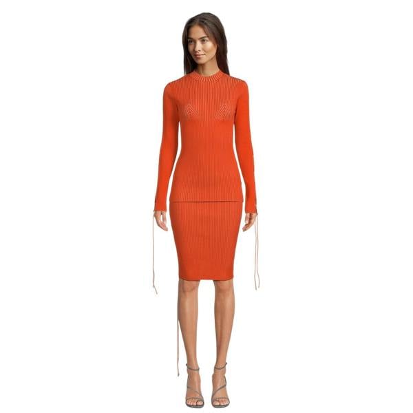 Off White Womens/Ladies Slim Jumper - Coral Red - 