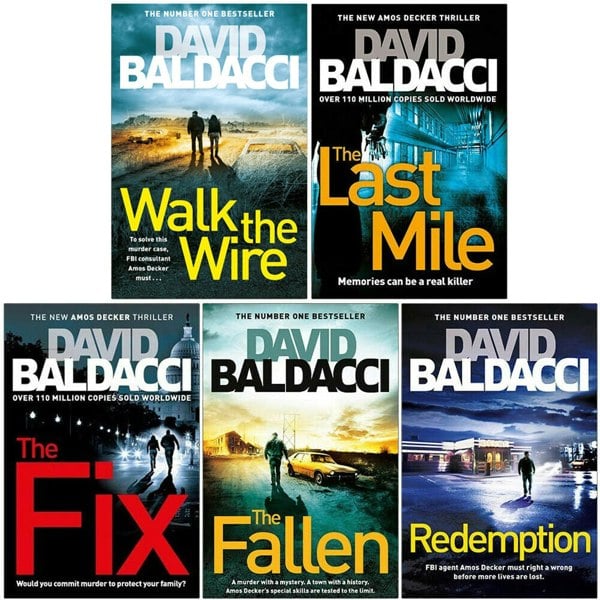 David Baldacci Amos Decker 5 Book Set Walk the Wire, The Last Mile, The Fix, The Fallen, Redemption