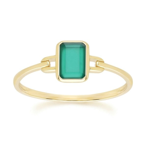 Gemondo Classic Baguette Chalcedony Ring in 9ct Yellow Gold