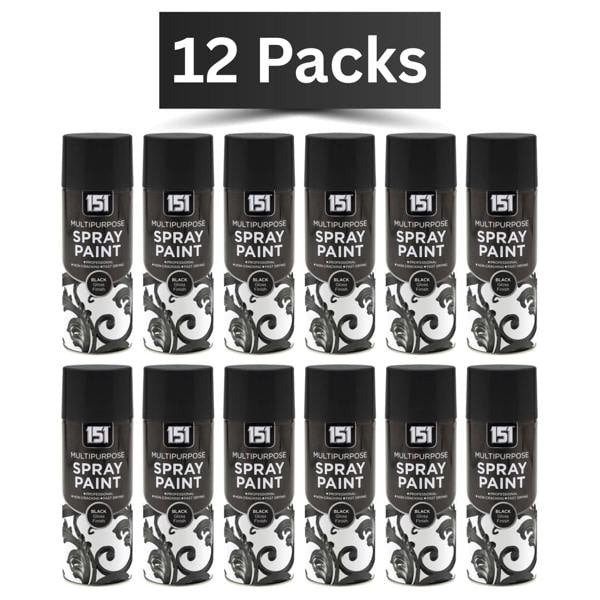 151 12X 151 Black Gloss Spray Paint 400ml
