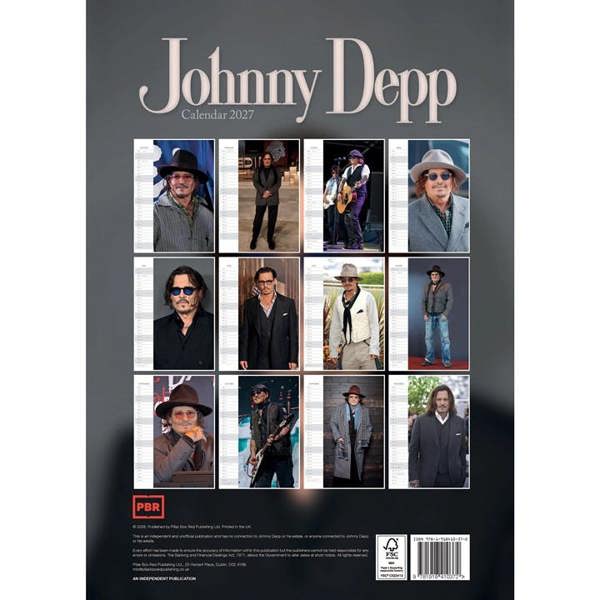 Johnny Depp A3 Calendar 2027, Wall Calendars, Month To View, Entertainment, Gift