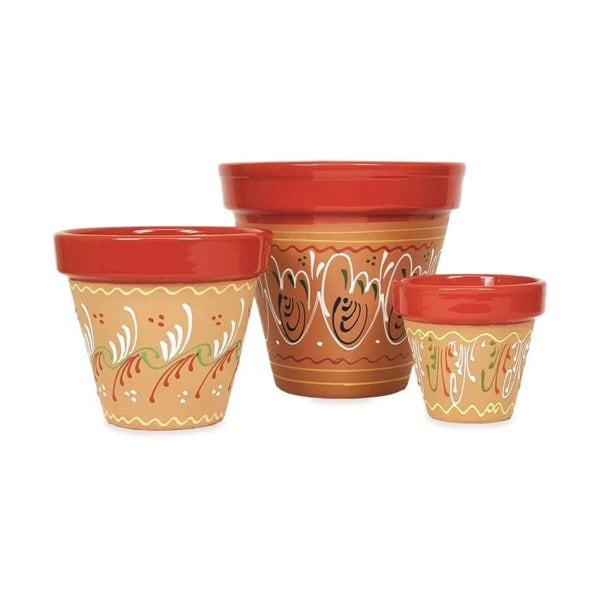 Verano Spanish Ceramics Classic Inca Red Plant Pots - Set of 3
