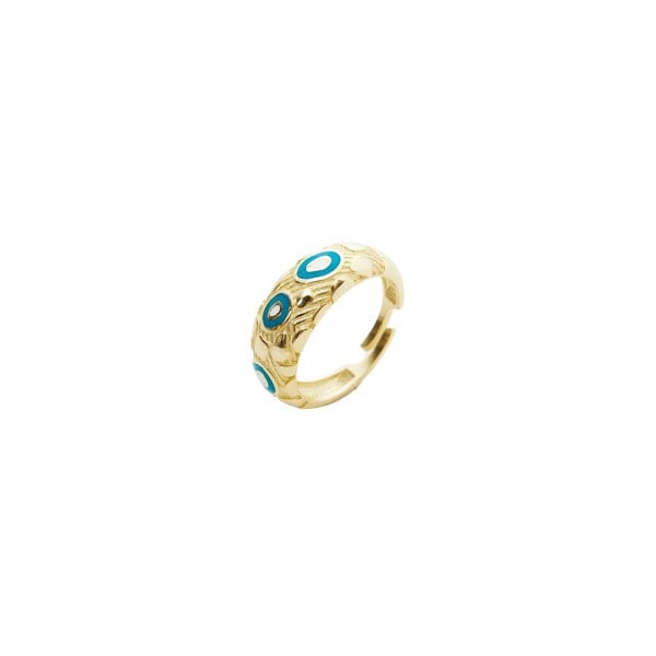 Natural Textured Sterling Silver Evil Eye Ring - Spero London