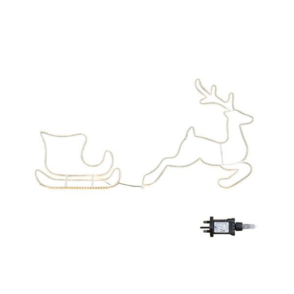 Samuel Alexander 42cm Light up Hanging Christmas Reindeer and Sleigh Silhouette with Warm White LEDs