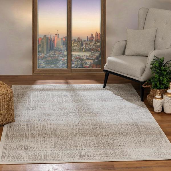 Livabliss Floransa-Vintage Tan Ivory Grey Traditional Boho Rug