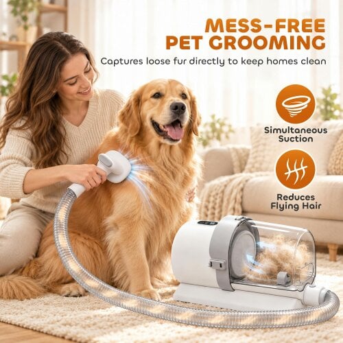 PawHut Dog Grooming Kit with 10Kpa Vacuum, 2.5L Dog Vacuum Groomer & Clipper