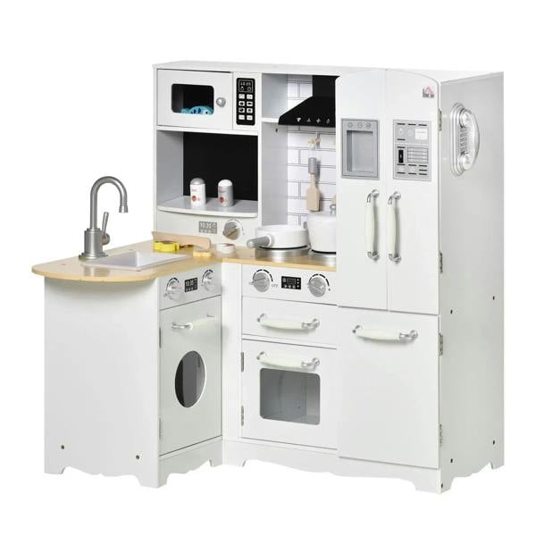 White kids play kitchen with sink, stove, oven, and refrigerator doors