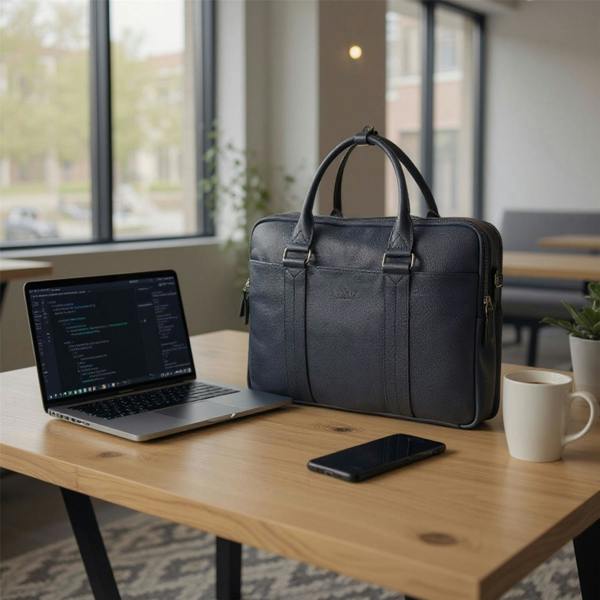 Infinity Leather Genuine Leather Laptop Business Briefcase Office Work Travel Bag - Sutton