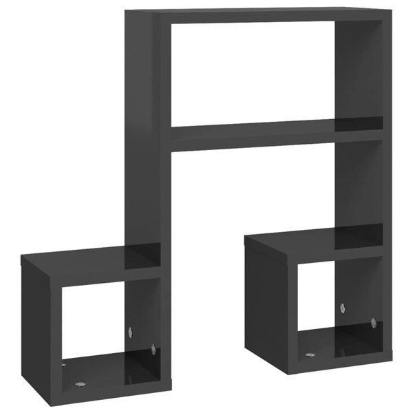 Berkfield Wall Shelf 2 pcs High Gloss Grey 50x15x50 cm Engineered Wood