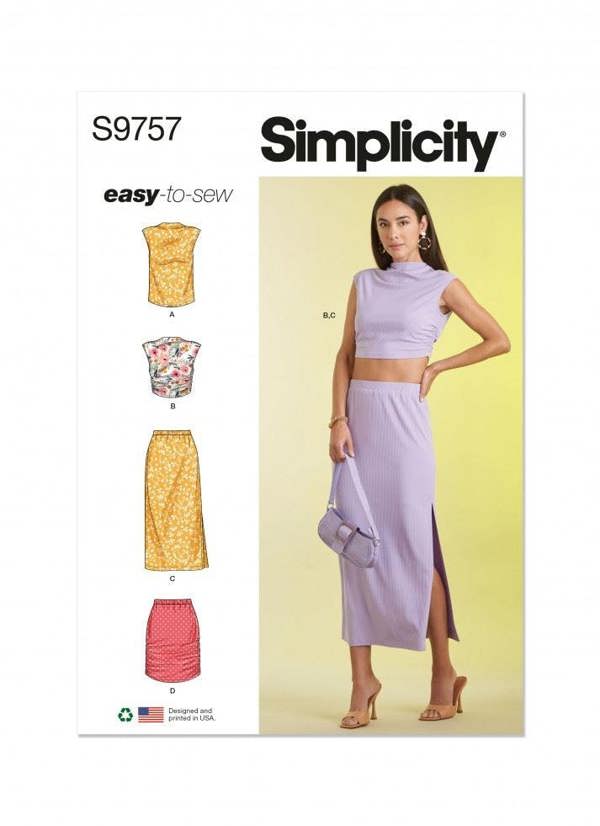 Simplicity Sewing Pattern 9757, Tops, Skirts for Women, A (S-M-L-XL-XXL) - Easy