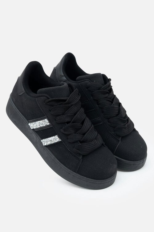 Love Lemonade Crystal Stripe Trainers Exclusive Edition All Black