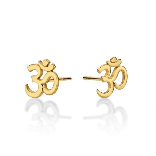 namana Gold Plated 925 Sterling Silver Divine OM Stud Earrings For Women