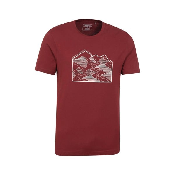 Mountain Warehouse Mens Linear Organic T-Shirt - Dark Burgundy - 3XL - Dark Burgundy - 100% Organic Cotton
