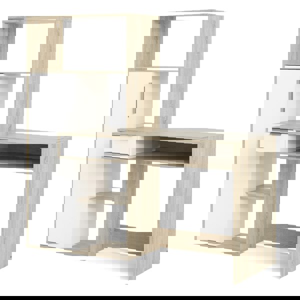 Furniture To Go Function Plus Desk Multi-Functional Desk with Drawer and 1 Door in White and Oak