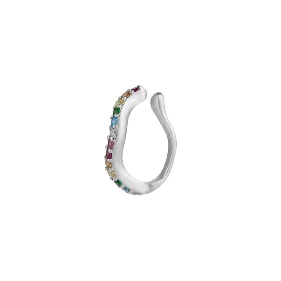 Spero London Molten Rainbow Sterling Silver Ear Cuff - Single