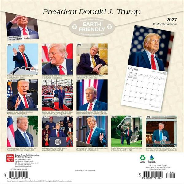 President Donald J Trump Calendar 2027, Wall Calendars, Month To View, History & Literature, Gift